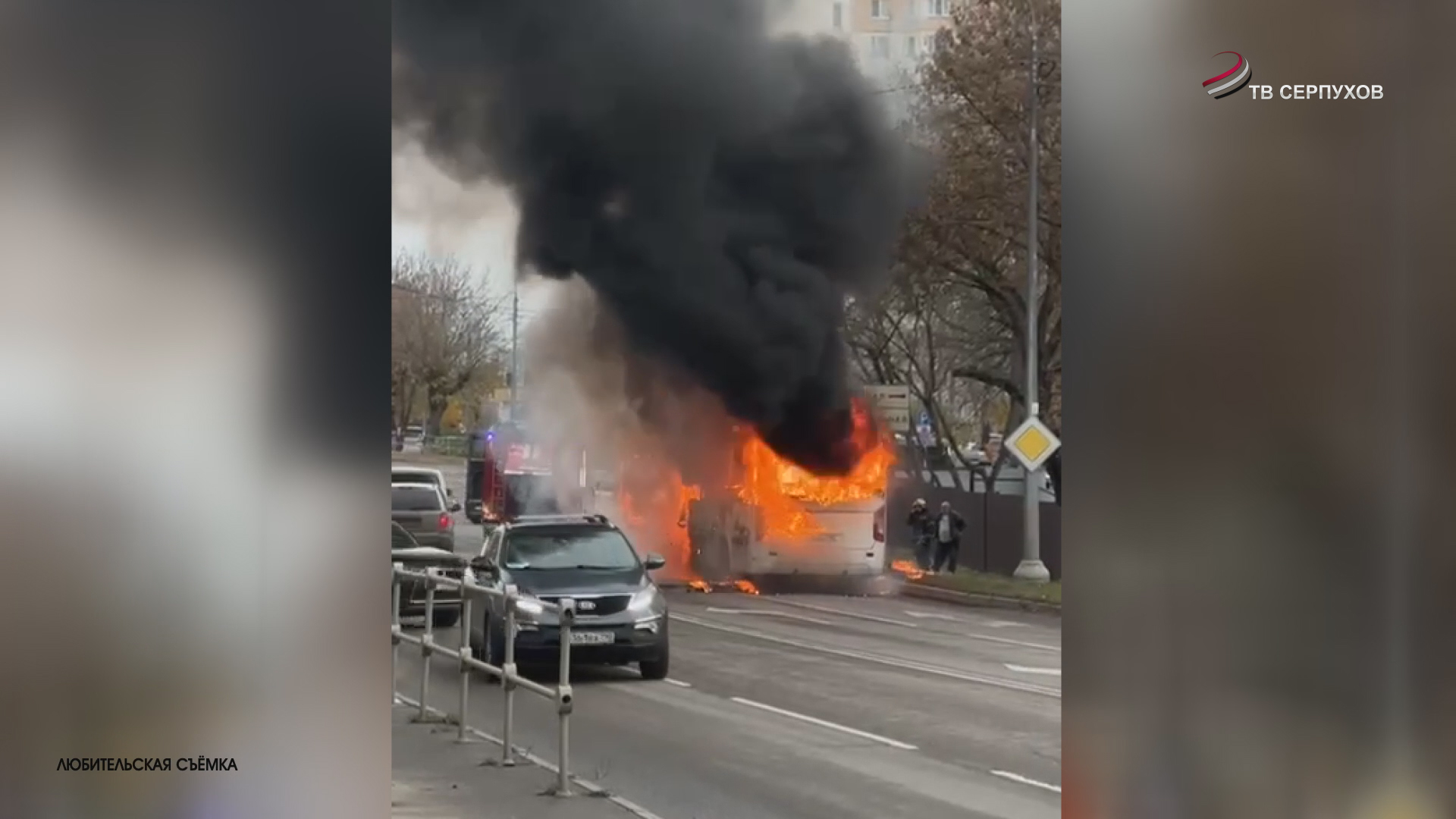 В горящем автобусе в Серпухове не было пострадавших